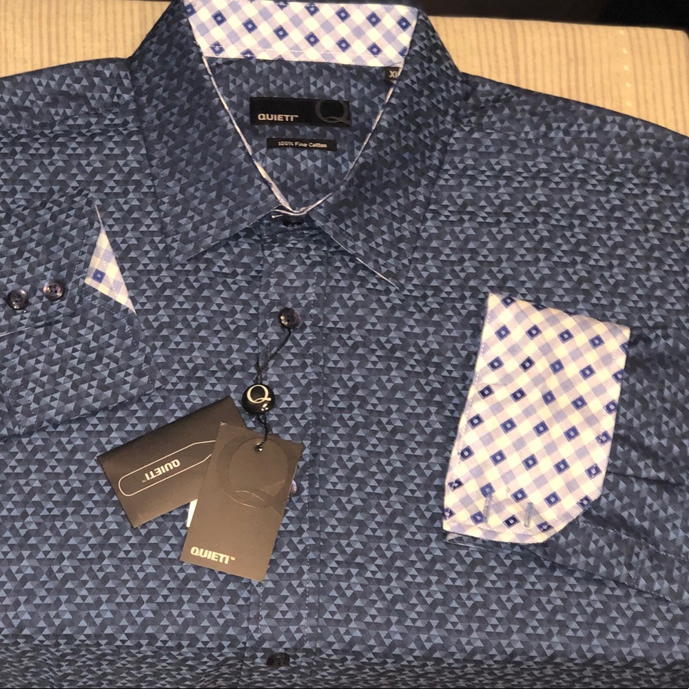 Quieti 100% Fine Cotton Contrast Detail Shirt XL